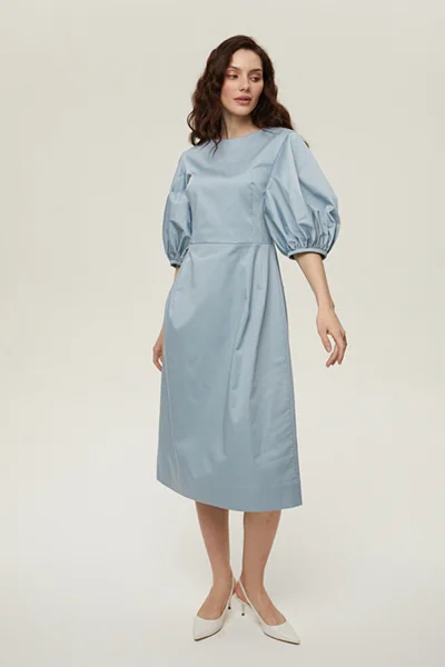 Платье из хлопка с рукавами-буфами