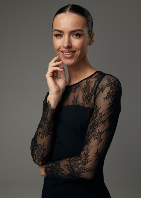 Вечернее платье с кружевом шантильи 