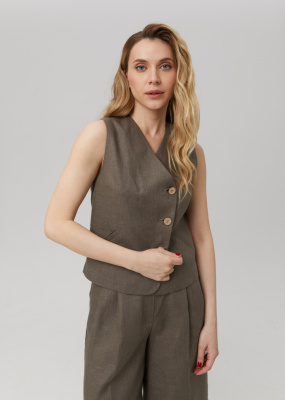 Асимметричный жилет изо льна 