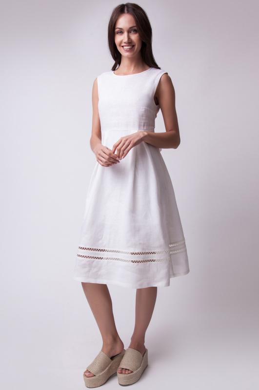 Платье изо льна А-силуэта с тесьмой