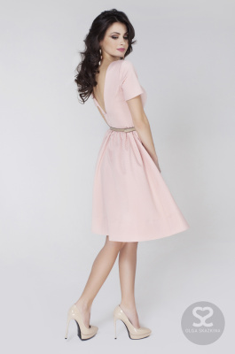 Платье жаккардовое с открытой спиной 