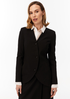 Жакет без воротника с окуруглым бортом