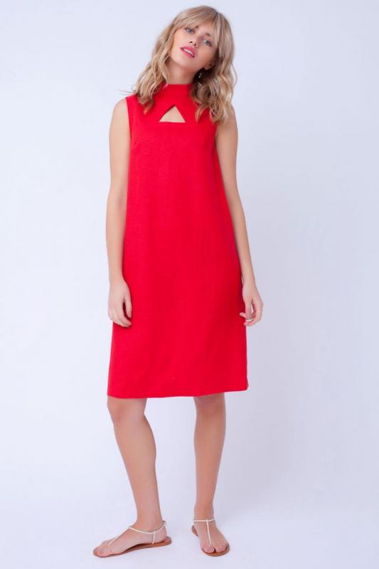 Платье изо льна прямого силуэта