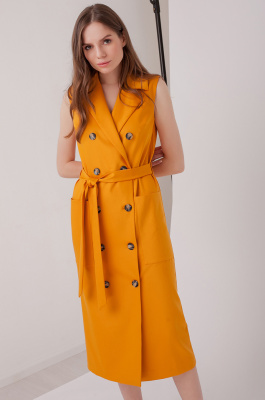 Платье с лацканами и поясом 