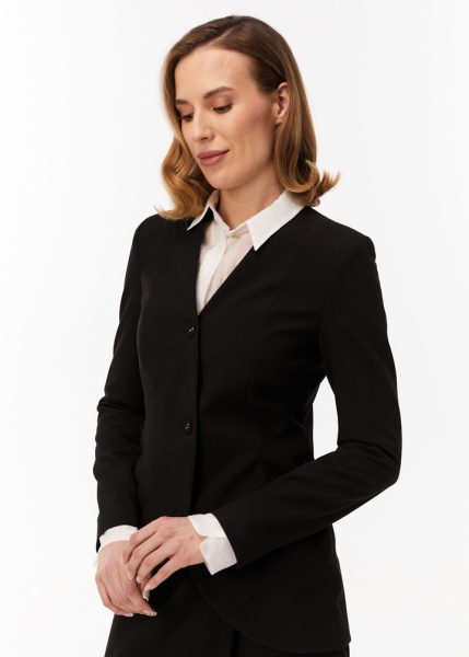 Жакет без воротника с окуруглым бортом