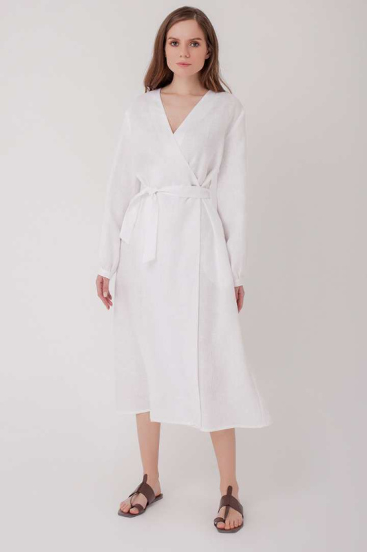 Платье изо льна на запах