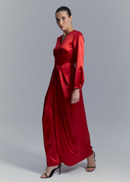 Платье в пол из атласа