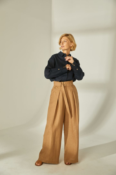 Брюки палаццо изо льна