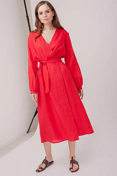 Платье изо льна на запах