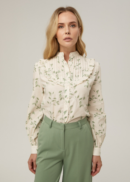 Хлопковая блуза с принтом 