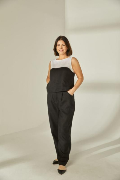 Двуцветный топ изо льна