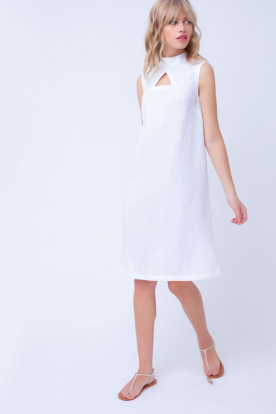 Платье изо льна прямого силуэта