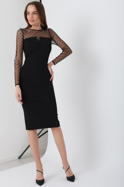 Платье с сетчатой вставкой