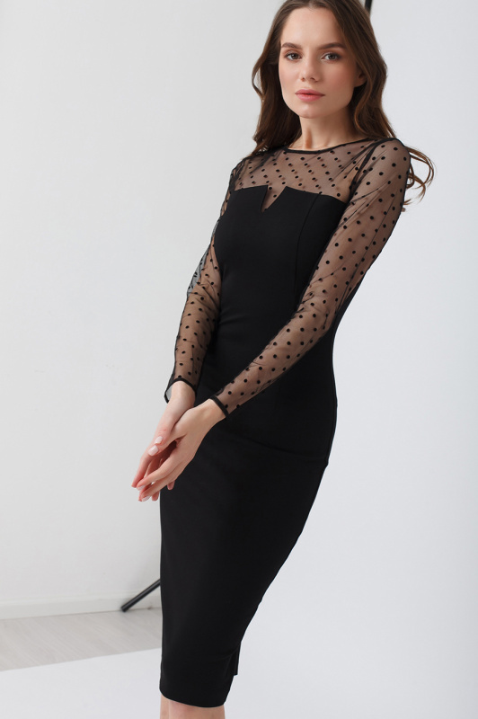 Платье с сетчатой вставкой