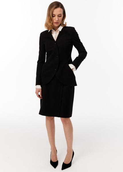 Жакет без воротника с окуруглым бортом