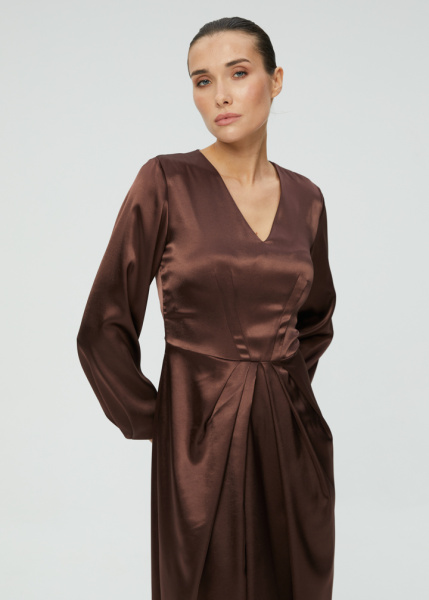 Платье в пол из атласа 