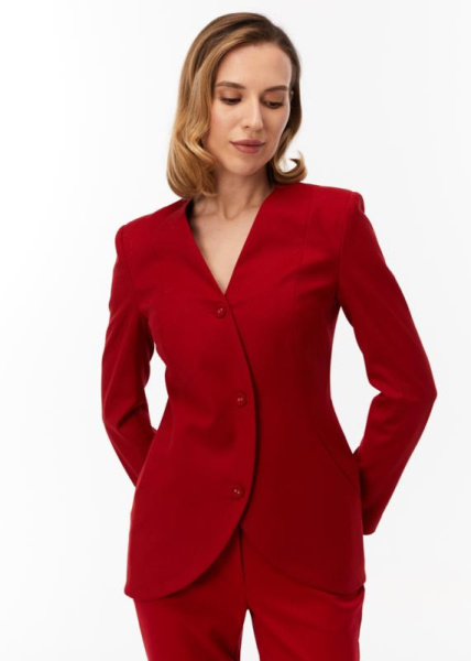 Жакет без воротника с окуруглым бортом