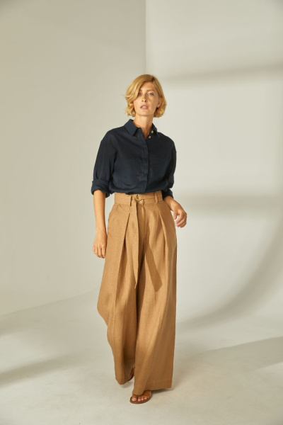 Брюки палаццо изо льна