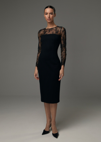 Вечернее платье с кружевом шантильи 