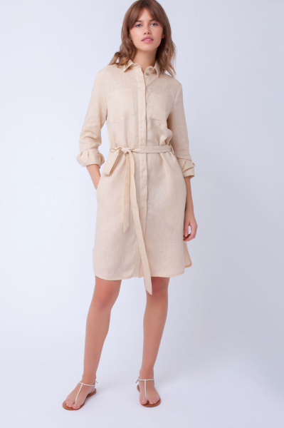Платье-рубашка изо льна