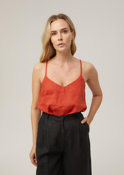 Льняной топ на бретелях