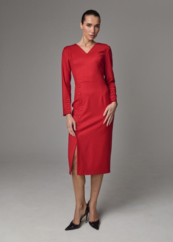 Платье с обтяжными пуговицами Платье с обтяжными пуговицами