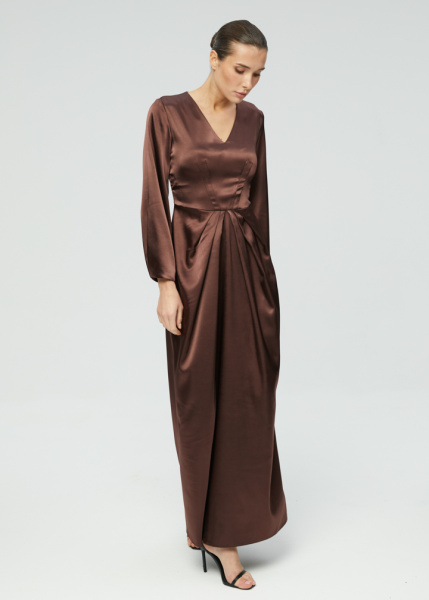 Платье в пол из атласа 