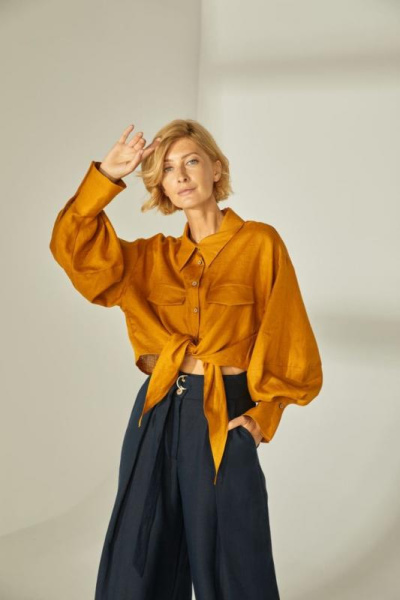 Укороченная рубашка изо льна