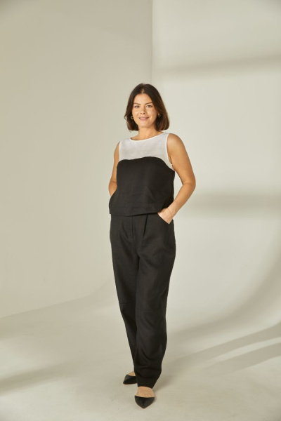 Двуцветный топ изо льна