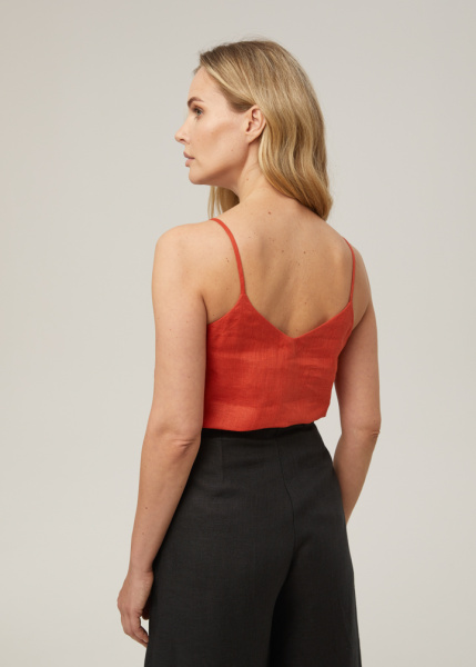 Льняной топ на бретелях 