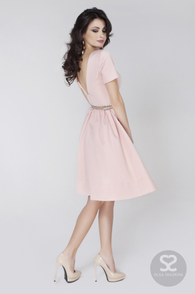 Платье жаккардовое с открытой спиной 