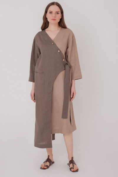 Платье изо льна прямого силуэта