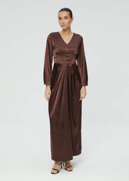 Платье в пол из атласа 