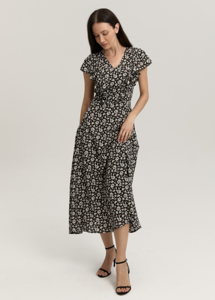 Платье с воланами из вискозы 