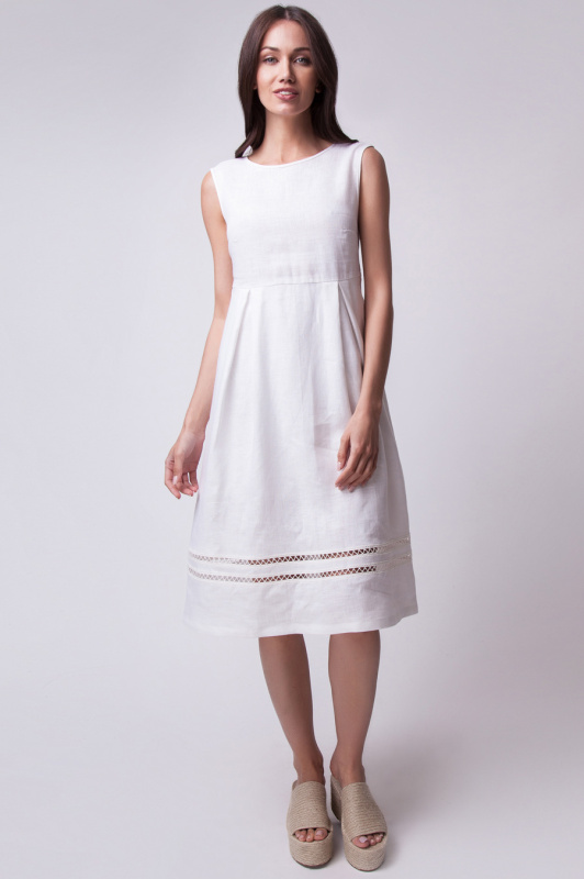 Платье изо льна А-силуэта с тесьмой