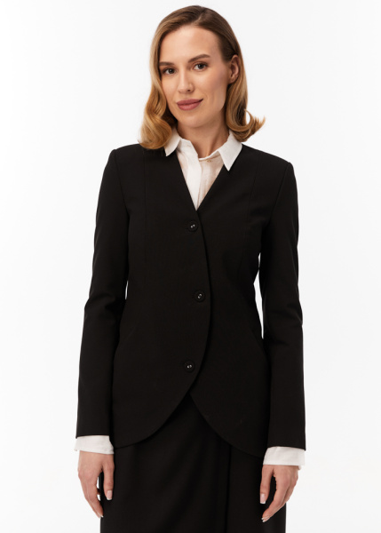 Жакет без воротника с окуруглым бортом