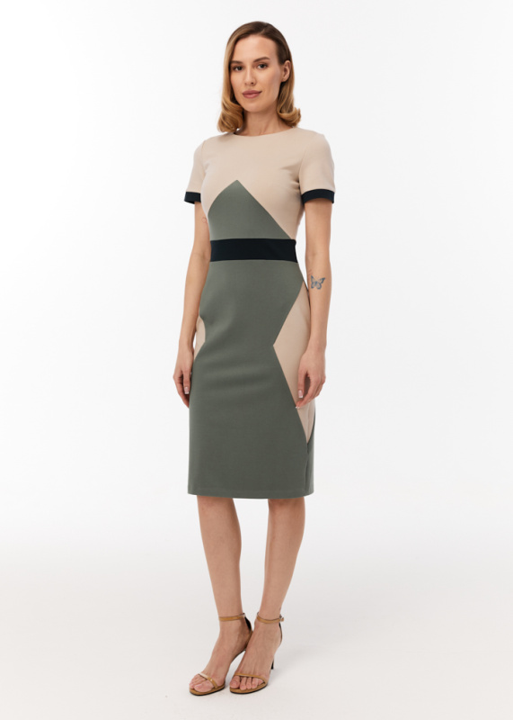 Платье джерси в стиле колор-блок
