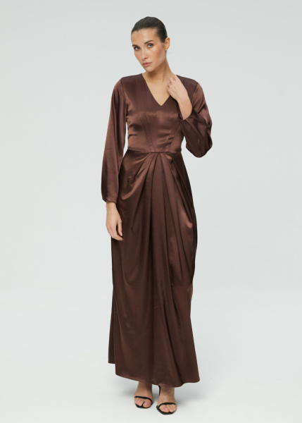 Платье в пол из атласа 