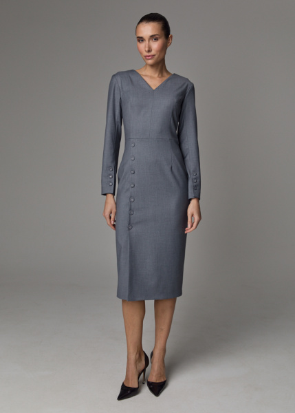Платье с обтяжными пуговицами  Платье с обтяжными пуговицами