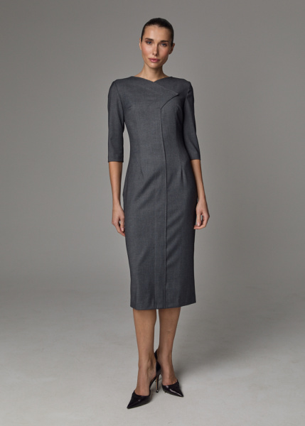 Платье с декоративными прострочками  Платье с декоративными прострочками