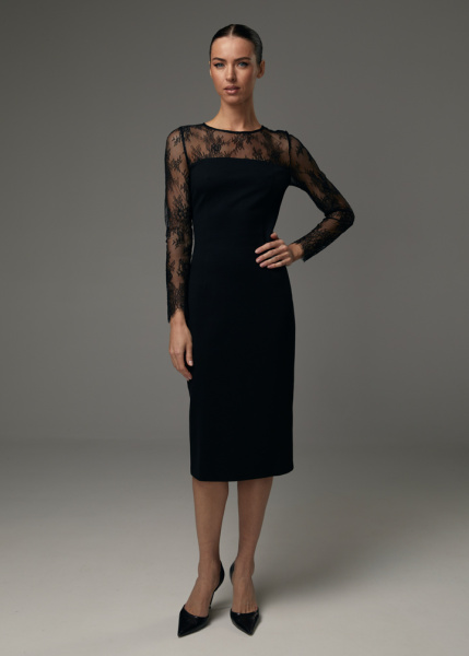 Вечернее платье с кружевом шантильи 