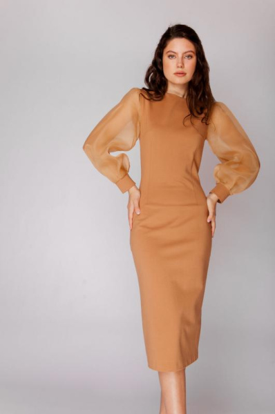 Платье с рукавами из органзы