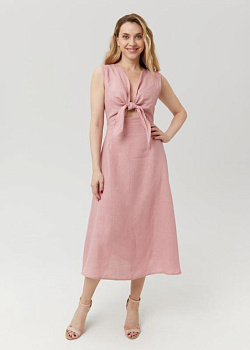 Платье с бантом изо льна