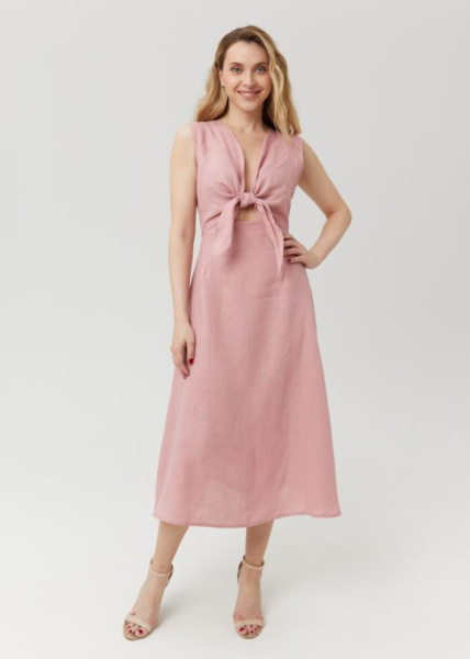 Платье с бантом изо льна