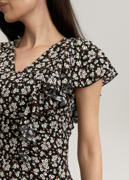 Платье с воланами из вискозы 