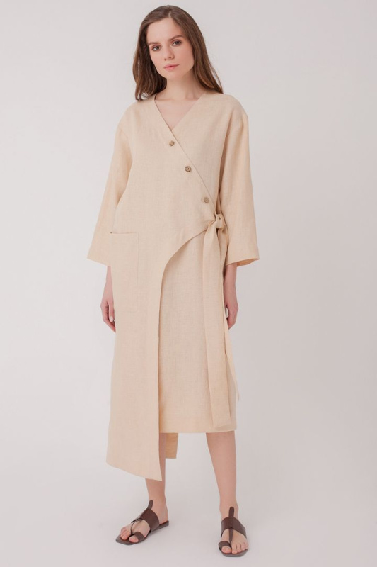 Платье изо льна прямого силуэта