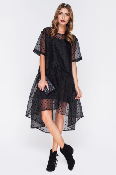 Асимметричное платье из органзы