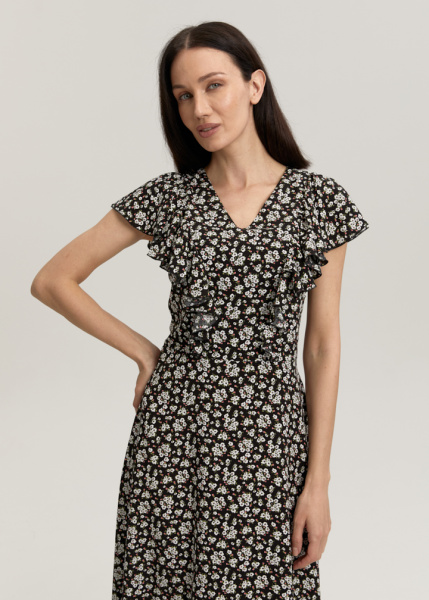 Платье с воланами из вискозы 