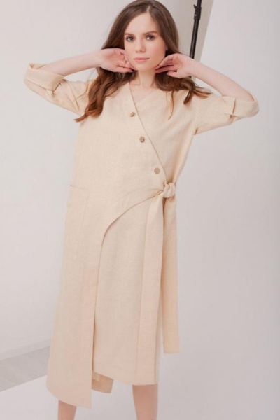 Платье изо льна прямого силуэта