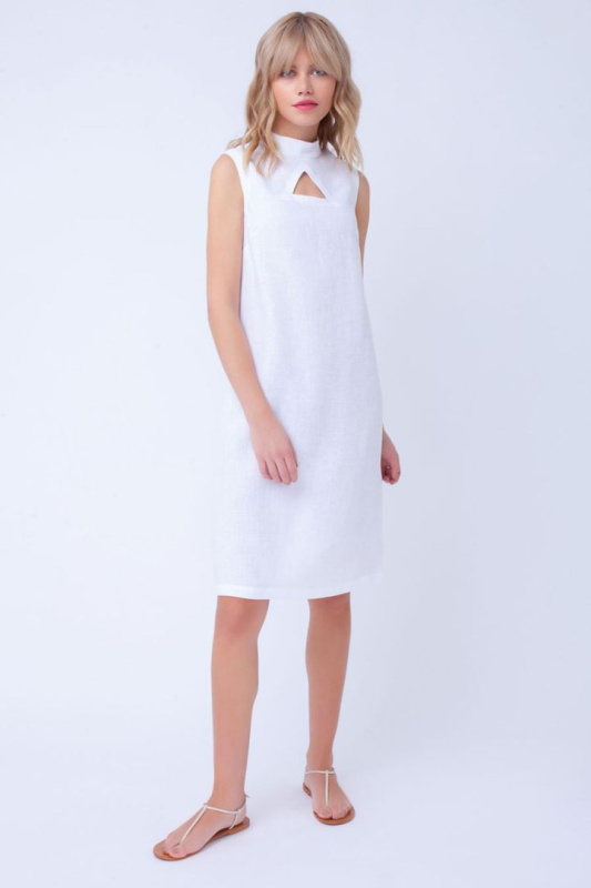 Платье изо льна прямого силуэта